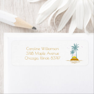 Tropical Island Ocean Palm Tree Return Address Label
