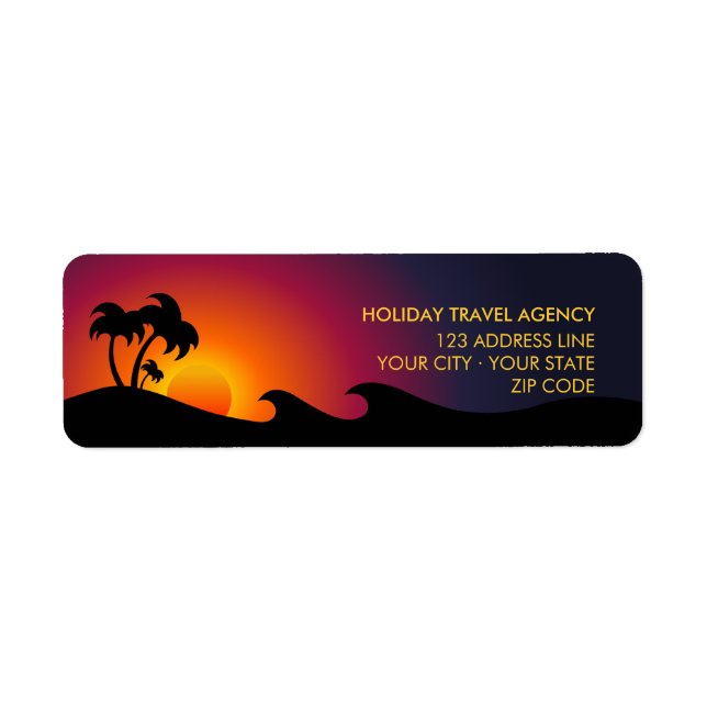 Tropical Island Ocean Palm Trees labels (Front)