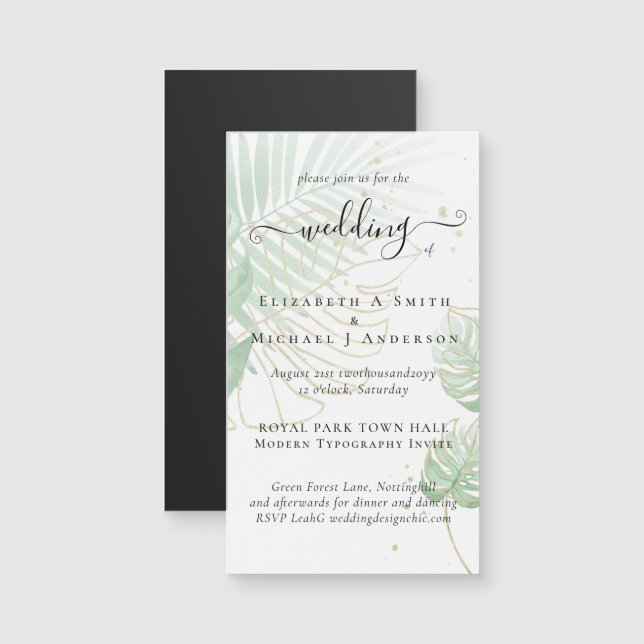Tropical Island Palm Leaves Beach Wedding (Front/Back)
