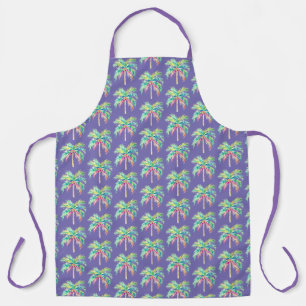 Tropical Island Palm Purple All-Over Print Apron