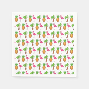 Tropical Island Palm Tree Pineapple Pink Flamingo Napkin
