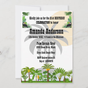 Tropical Island Palm Tree Sunset Invitation