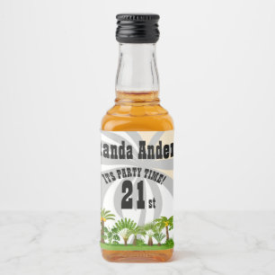 Tropical Island Palm Tree Sunset Liquor Bottle Label