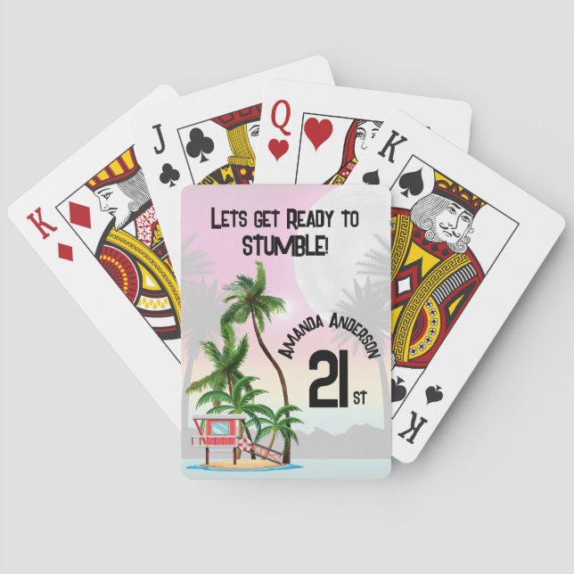 Tropical Island Palm Tree Sunset  Playing Cards (Back)
