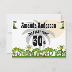 Tropical Island Palm Tree Sunset Thank You Card