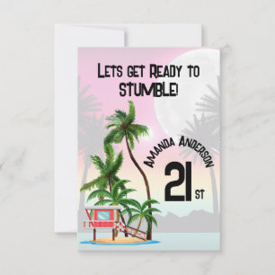 Tropical Island Palm Tree Sunset Thank You Card