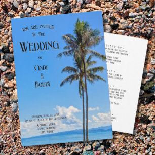 Tropical Island, Palm Trees, Blue Seas, Invitation