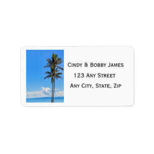 Tropical Island, Palm Trees, Blue Seas, Wedding Label