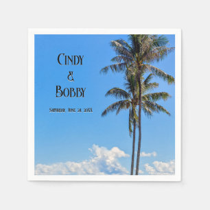 Tropical Island, Palm Trees, Blue Seas, Wedding Napkin