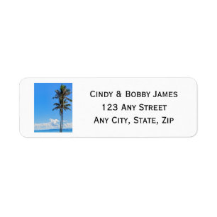 Tropical Island, Palm Trees, Blue Seas, Wedding Return Address Label