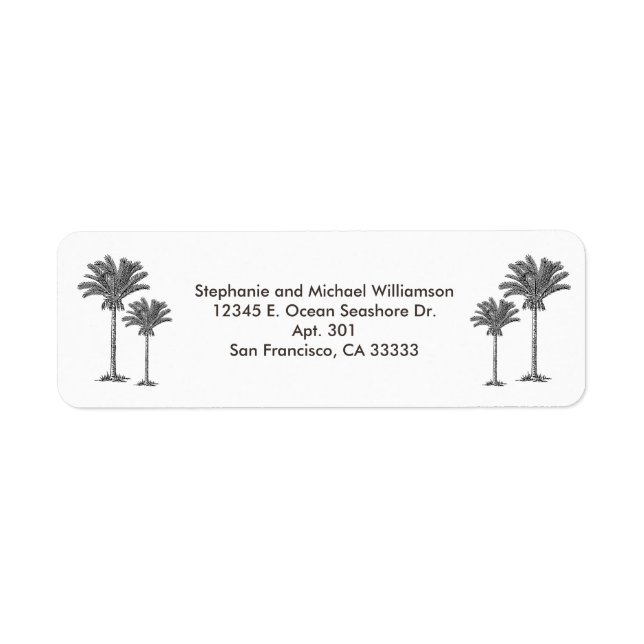 Tropical Island Palm Trees Custom Name Return Address Label (Front)