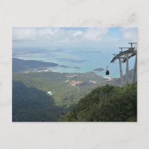 Tropical Island Panorama with Cable Car Postcard