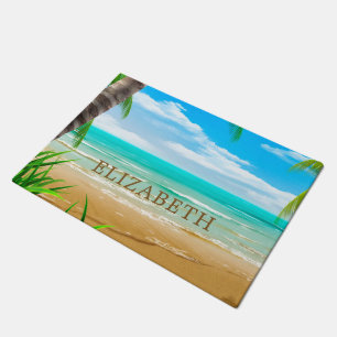 Tropical Island Paradise Beach Personalised Doormat