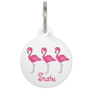 Tropical Island Paradise Hot Pink Flamingo Bird Pet Tag
