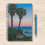 Tropical Island Paradise Sunset Personalised Name Planner<br><div class="desc">This design features a tropical island with palm trees and a calm sea with the sun setting and a editable personalised name written in popular modern typography. Personalise by editing the text in the text box or delete for no text.
#tropical #sunset #beach #ocean #personalised #planner #gift</div>