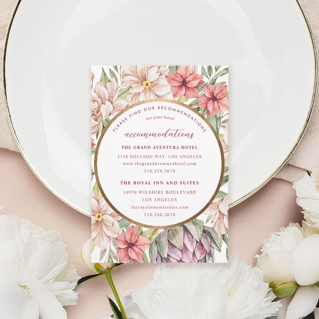 Tropical Island Pastel Floral Accommodations Enclosure Card (Creator Uploaded)