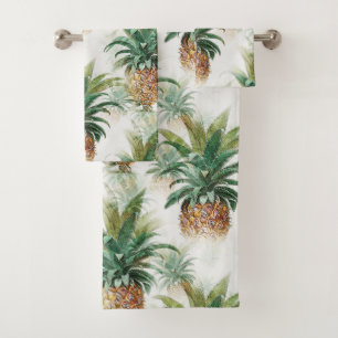 Tropical Island Pineapple Aloha Vacation House Bath Towel Set