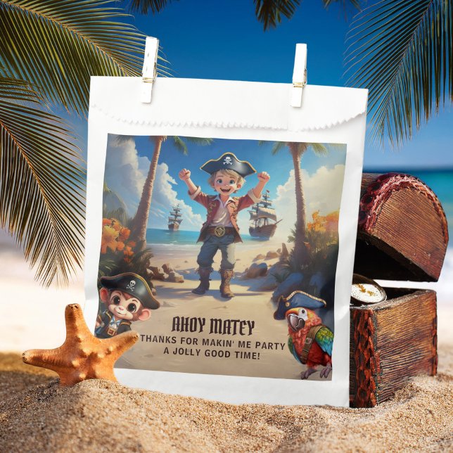Tropical Island Pirate Boy Birthday Party Favour Bag (Creator Uploaded)