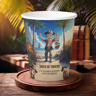 Tropical Island Pirate Boy Birthday Party Paper Cups