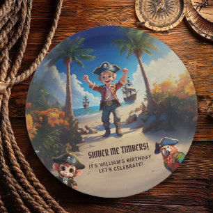 Tropical Island Pirate Boy Birthday Party Paper Plate