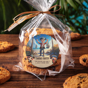 Tropical Island Pirate Boy Thank You Sticker