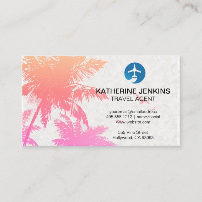 Tropical Island | Plane Logo Business Card (Front)
