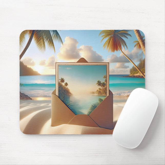 Tropical Island Postcard In Envelope Mouse Pad (With Mouse)