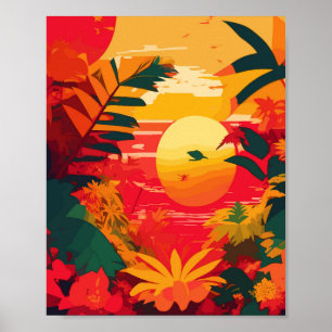 Tropical Island Reggae Sunset Poster