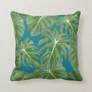 Tropical Island Resort Rainforest Leaves Modern Cushion