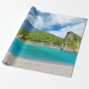 Tropical Island Sandy Beach Palm Tree Paradise Wrapping Paper