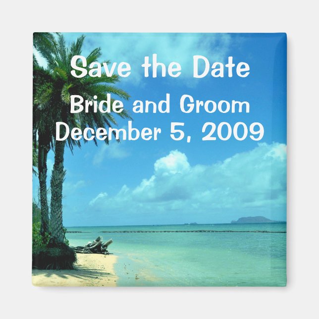 Tropical Island Save the Date Magnet (Front)