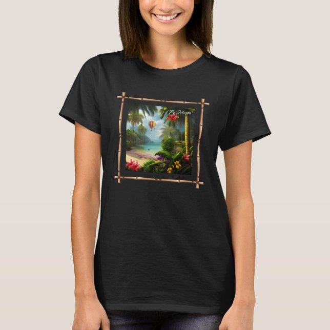 TROPICAL ISLAND SCENERY OCEAN BEACH ART TROPIC FLO T-Shirt (Front)