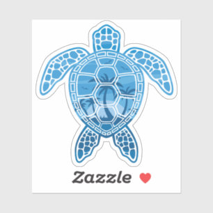 Tropical Island Sea Turtle Design in Blue