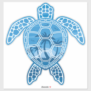 Tropical Island Sea Turtle Design in Blue
