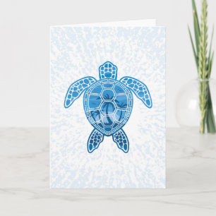 Tropical Island Sea Turtle Design in Blue Card