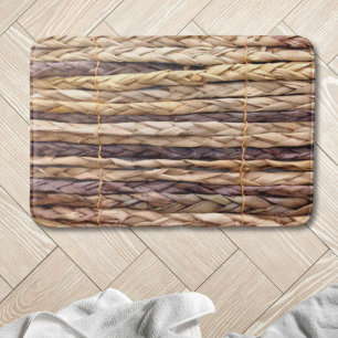 tropical island style beach rustic woven wicker bath mat