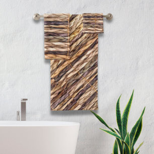 tropical island style beach rustic woven wicker bath towel set