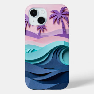 Tropical Island Sunset Landscape iPhone 15 Case