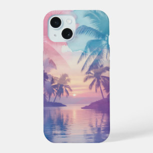 Tropical Island Sunset Landscape iPhone 15 Case