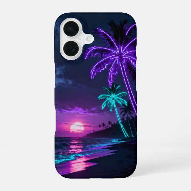 Tropical Island Sunset Landscape iPhone 16 Case (Back)