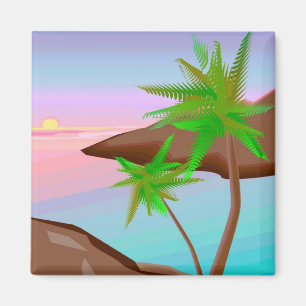 Tropical Island Sunset Magnet