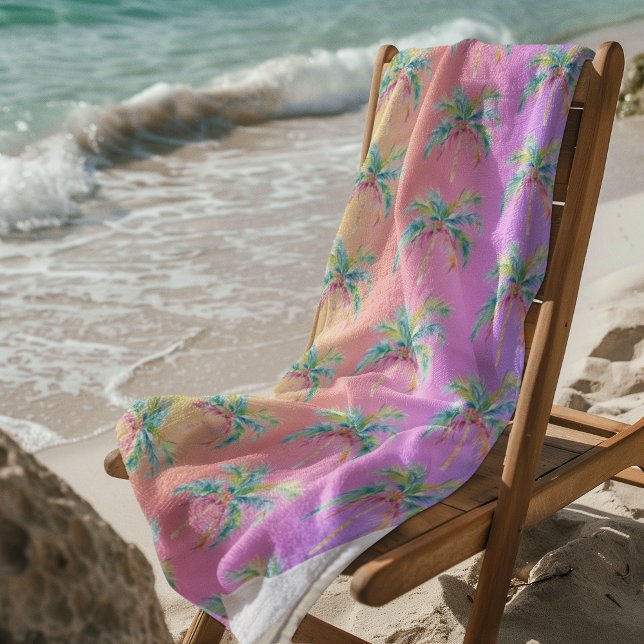  Tropical Island Sunset Palm Tree  Beach Towel (This might be your favorite beach towel!)