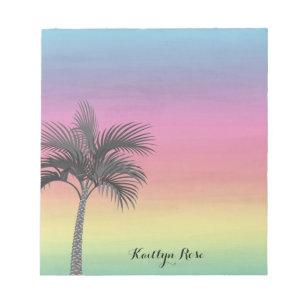 Tropical Island Sunset Personalised Palm Tree Notepad