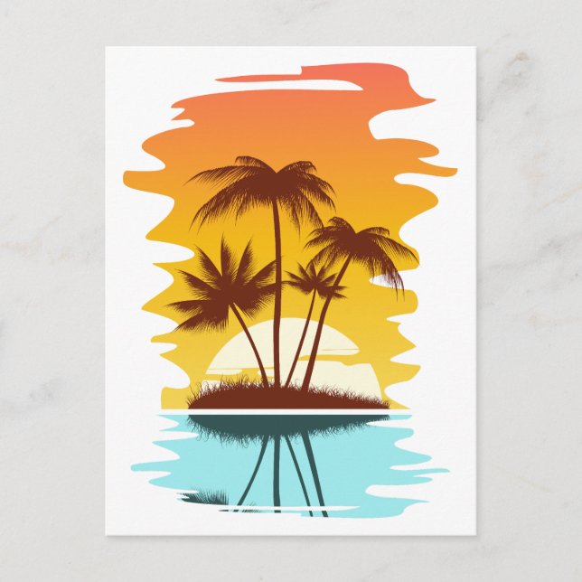 Tropical Island Sunset Postcard (Front)