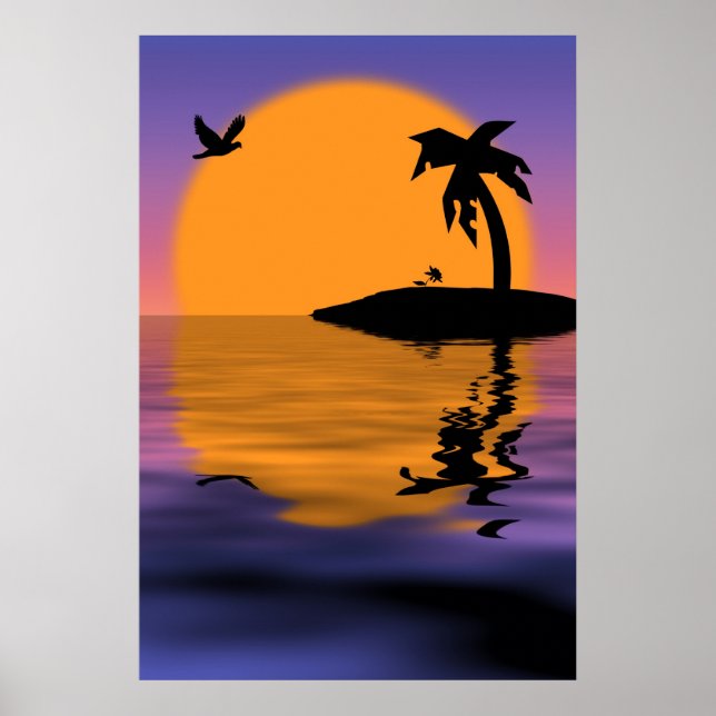 Tropical Island Sunset Poster (Front)
