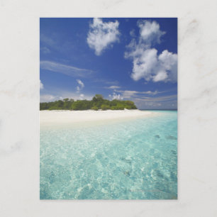 Tropical island surrounded by lagoon, Maldives, Postcard