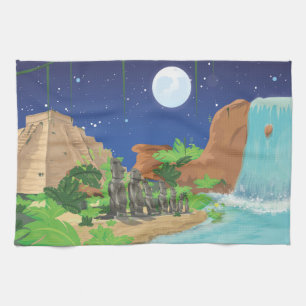 Tropical island tea towel