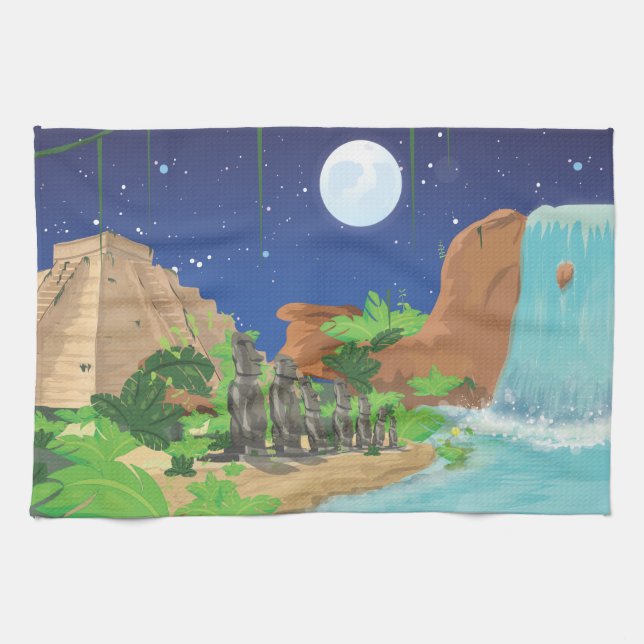 Tropical island tea towel (Horizontal)