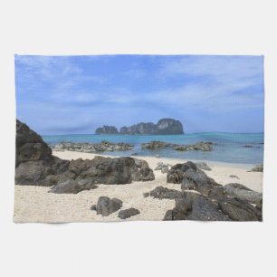 Tropical island tea towel