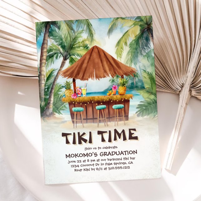 Tropical Island Tiki Bar Graduation Invitation (Creator Uploaded)